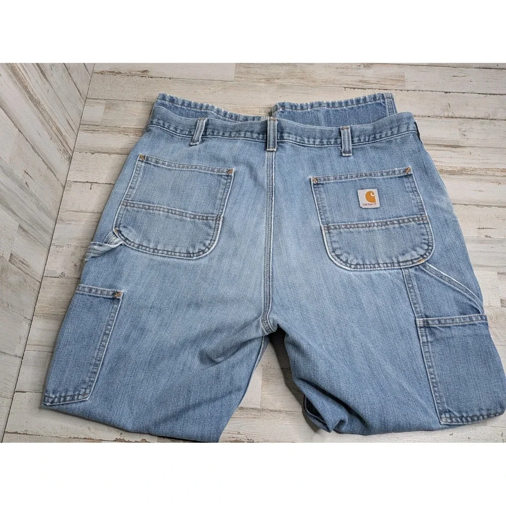 VTG Carhartt Jeans Mens 38x30‎ Blue Denim Relaxed Fit Carpenter Distressed Y2K